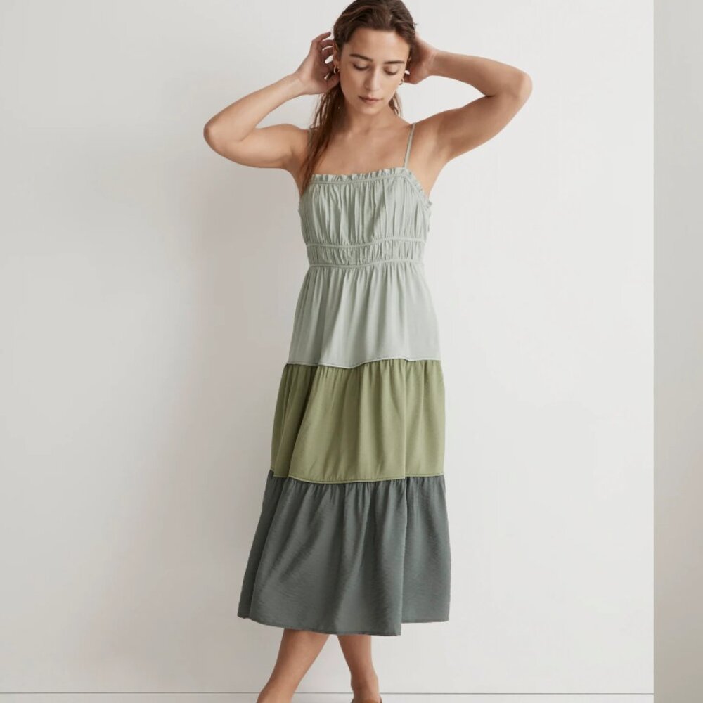 Madewell Sophia Cami Tiered Midi Dress in Colorbock - Size 6